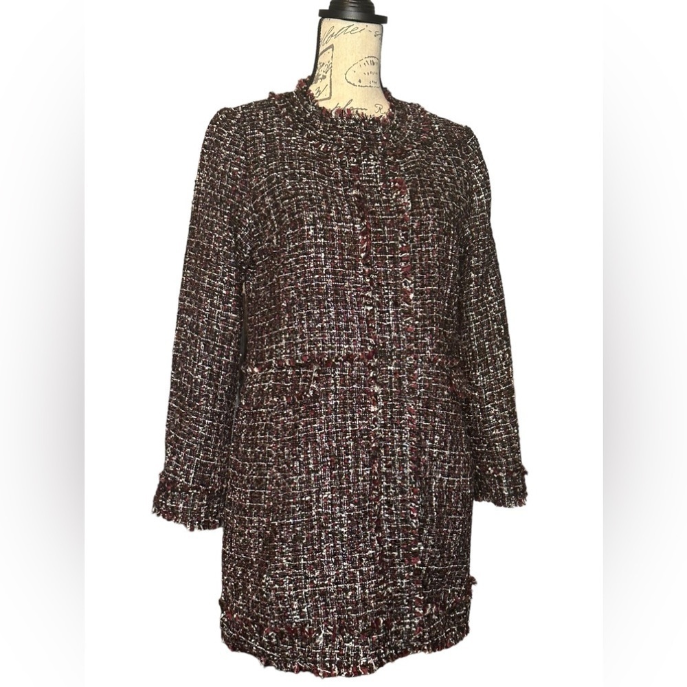 Ann Taylor Tweed Ruffle Collar & hemline Blazer Jacket in Multicolor NWT size 4